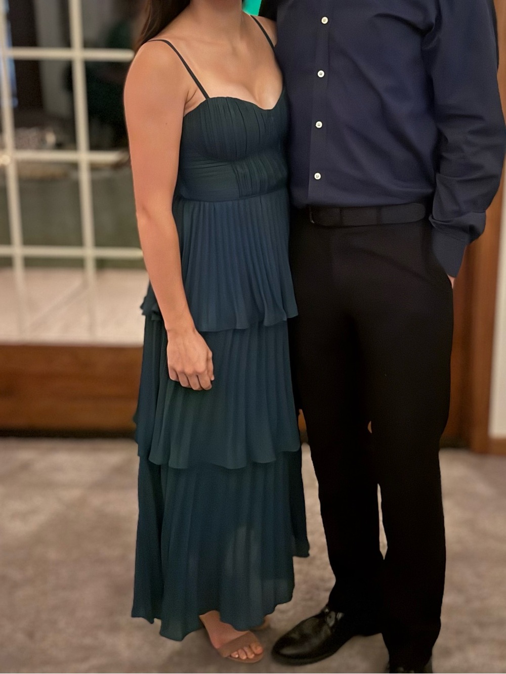 Lulu's Pleated midi Dress with Spaghetti Straps